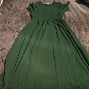 Girls' Green Short-Sleeve Maxi Dress